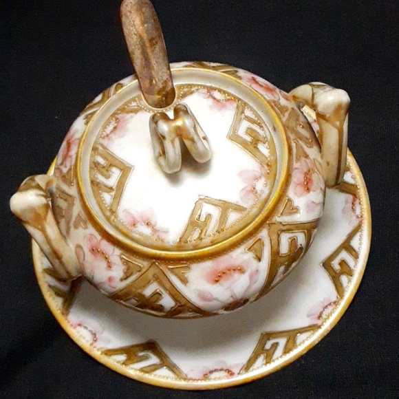 Vintage Rare To Find Hand Painted Noritake Nippon Sugar Cup With Spoon and Plate - Picture 1 of 3